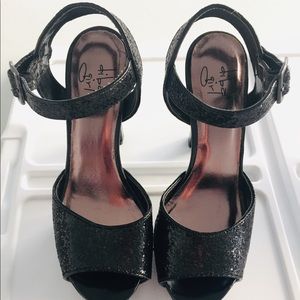 Dibz Girl: OBO - 6.0M Black Sequin Platforms